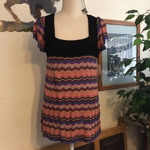 RXB Soft chevron design tunic top stretchy NWT L
